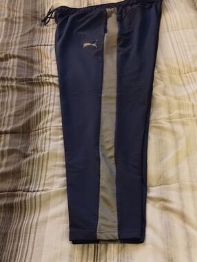 Men's XL Puma Kids Navy Joggers with Gray Side Stripe